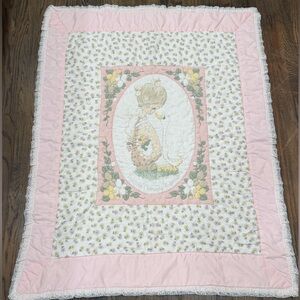 Vintage Precious moment floral pink quilt